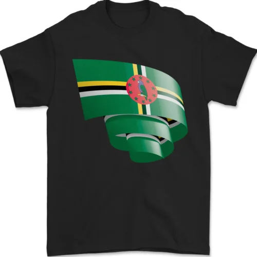 Curled Dominica Flag Dominican Day Football Mens T-Shirt 100% Cotton