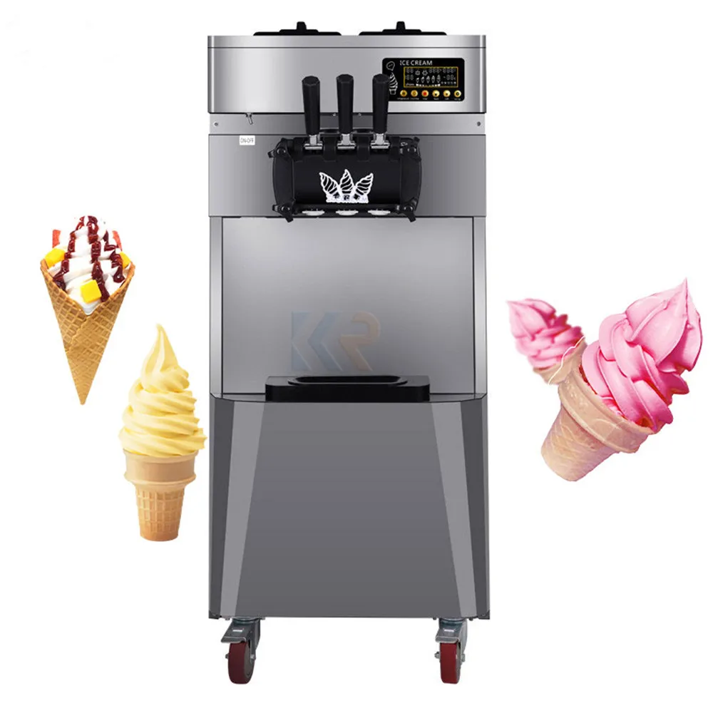 

110V 220V Stainless Steel Vertical Soft Ice Cream Making Machine Three Flavors Commercial Softy Ice Cream Machine