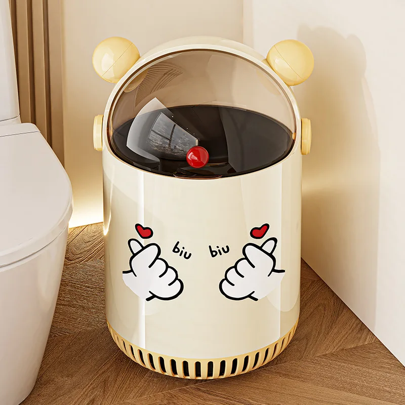 Chuanhang Trash Can Trash Can With Swing Lid 12l Large Capacity Double Barrel Cute Cartoon Plastic Waste Bin For Home Living Roo