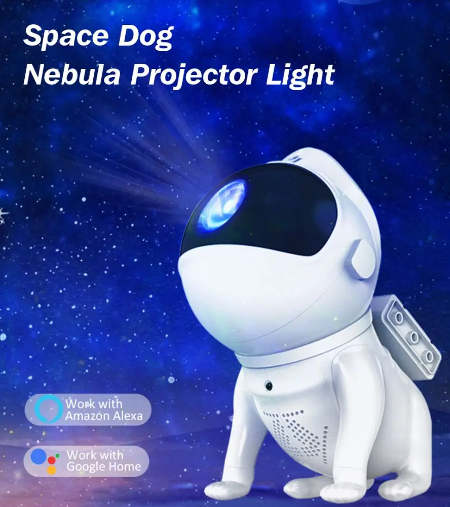 Cute Space Dog Tuya Smart Star Projector WiFi Night Light Galaxy Starry Sky LED Night Lamp Alexa Control Children Room Decor