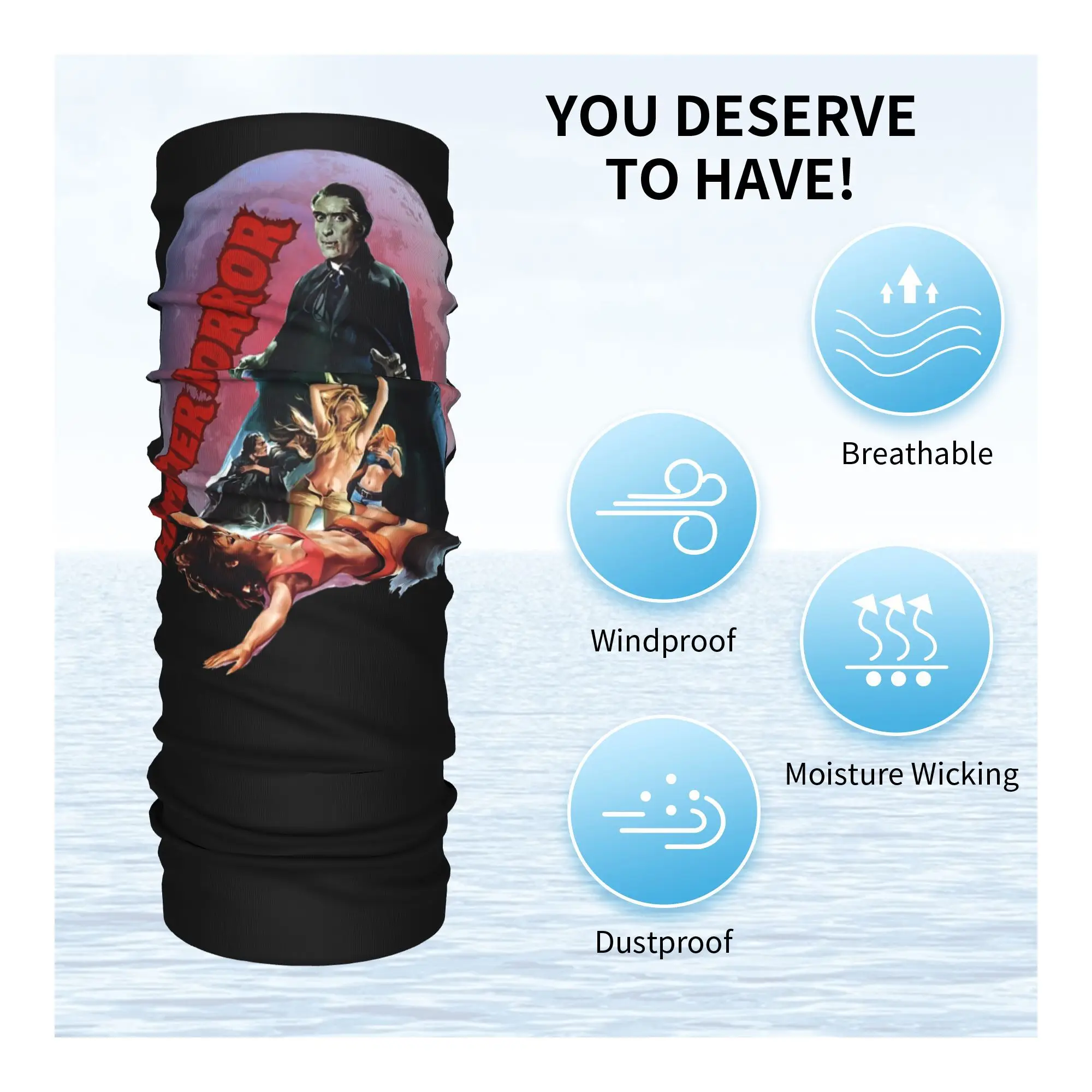 Penutup Leher Bandana Horor Hammer Syal Bungkus Cetak Hiasan Kepala Multifungsi Lari untuk Pria Wanita Dewasa Bernapas