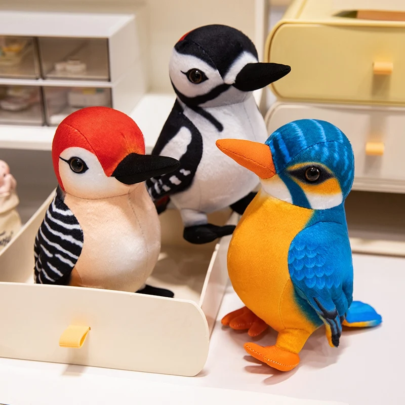 New Lifelike Bird Plush Toys Simulation Woodpecker Plush Stuffed Doll Kawaii Home Decor Cute Birthday Xmas Gifts For Kids