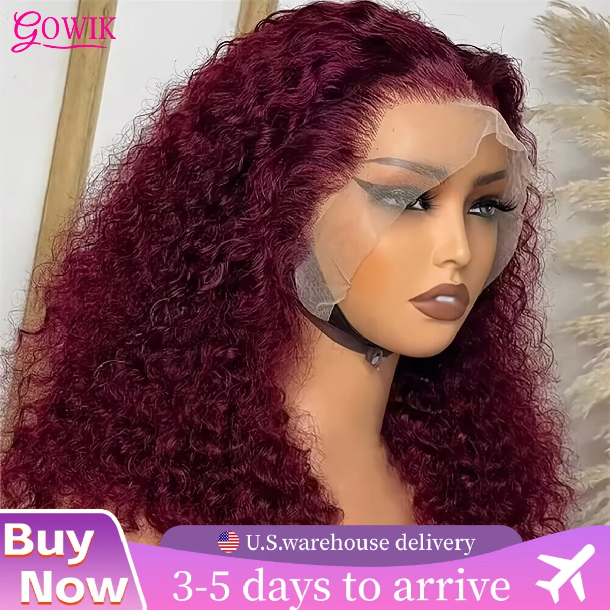 13x6 99j Burgundy Lace Front Wigs Human Hair Deep Wave 250 Density Transparent Frontal Wigs Pre Plucked Red Curly Wigs for Women