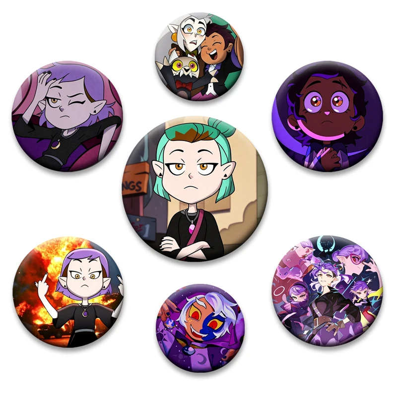 Anime T-The Owl House Button Pins Luzura Amity Blight Cartoon Character Creative Brooches 58mm Round Badge for Clothes Bag Decor