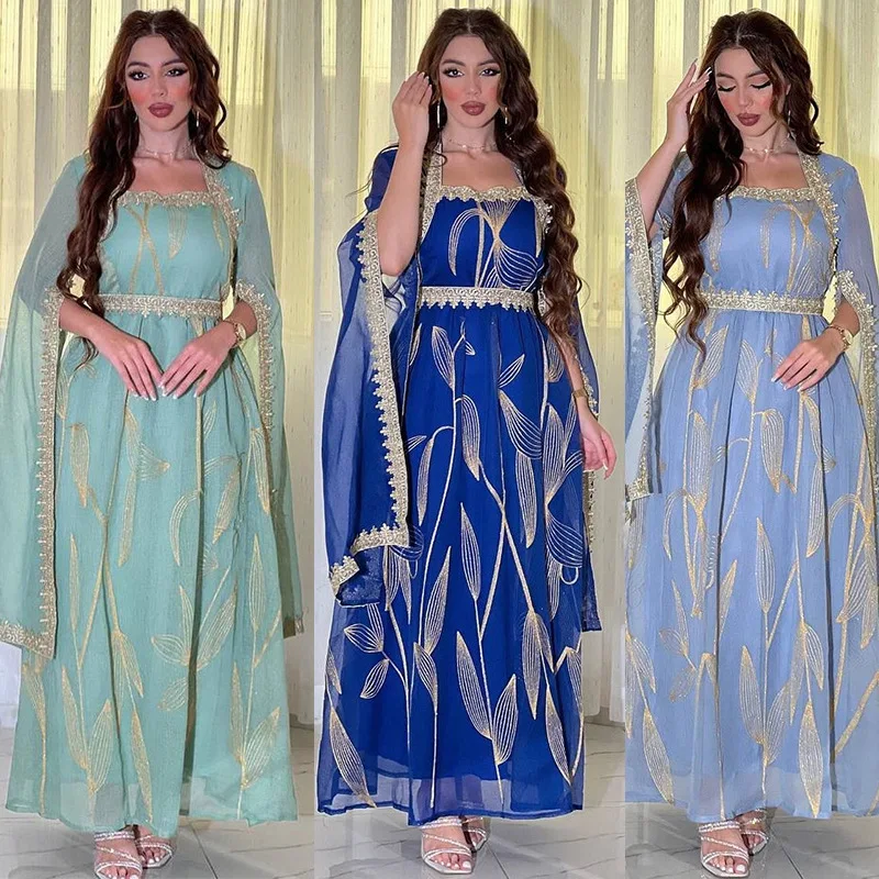 

2025 AB339 Hot Sale Muslim Robe Embroidery Embroidery Oman Dubai Women's Clothing Southeast Asia Indonesia Dress W001