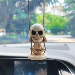 Funny Swing Skeleton Ghost Car Interior Decoration Resin Skeleton Auto Rearview Mirror Pendant For Car Accessories Interior