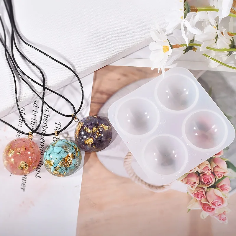 Hemisphere Gem Pendant Mirror Silicone Molds DIY Crystal Jewelry Time Gem Patch Decoration Necklace Epoxy Resin Mold Accessories