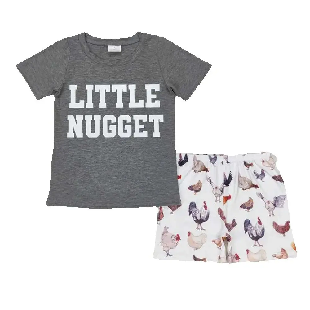 

Baby Boys Little Nugget Short Sleeve Shirt Rooster Shorts Clothes Sets