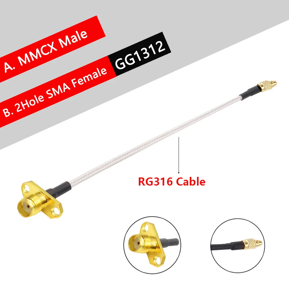 10PCS MMCX Maschio a SMA Femmina 2 Fori Flangia Montaggio A Pannello RG316 Cavo Treccia FPV Antenna Cavo di Prolunga per TBS Unify Panda RC VTX