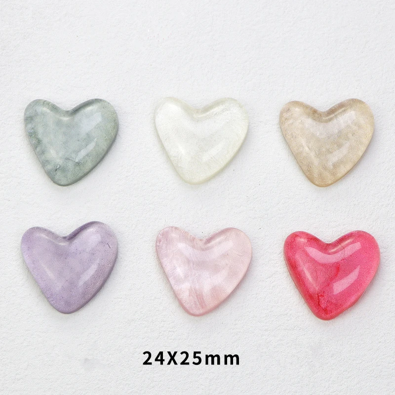 New style 100pcs/lot color print cartoon hearts shape resin cabochon beads diy jewerly garment/hair accessory