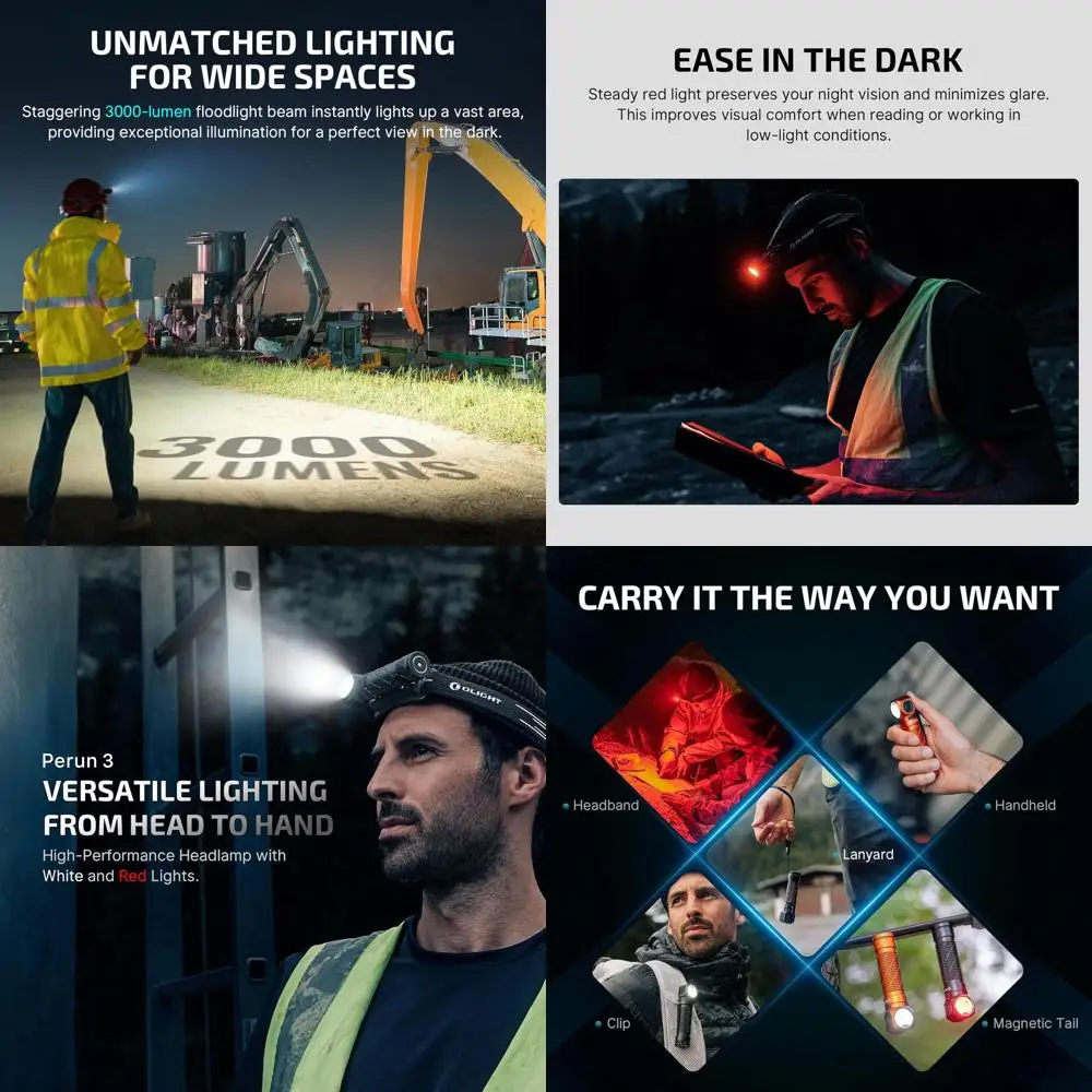 

Перезаряжаемый светодиодный фонарь мощностью 3000 люмен с красным светом, водонепроницаемый, для кемпинга, походов и работы на открытом воздухе (черный)