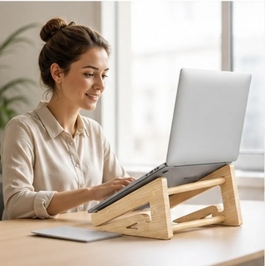 1Pcs Computer Heighten Rack Wooden Laptop Stand Desktop Riser Suitable Home Office Study Meeting Room Laptop Stand