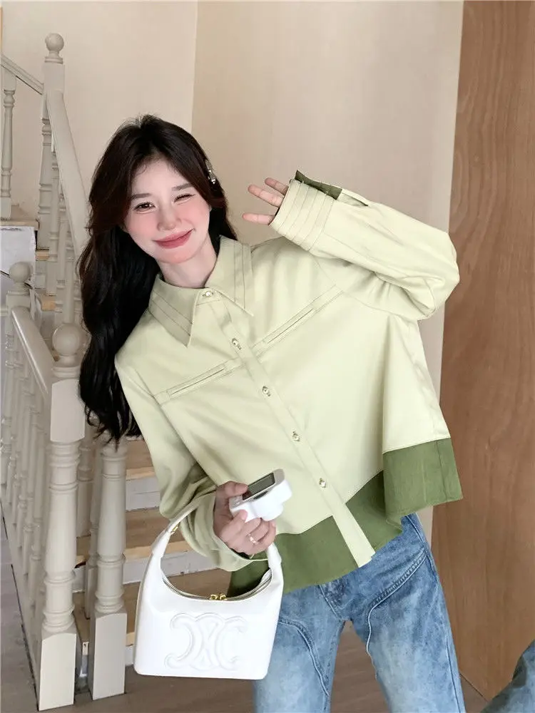 

Шикарные и элегантные женские куртки, осень 2024, женские короткие укороченные куртки с передним карманом и пуговицами, простые базовые женские куртки с длинным рукавом