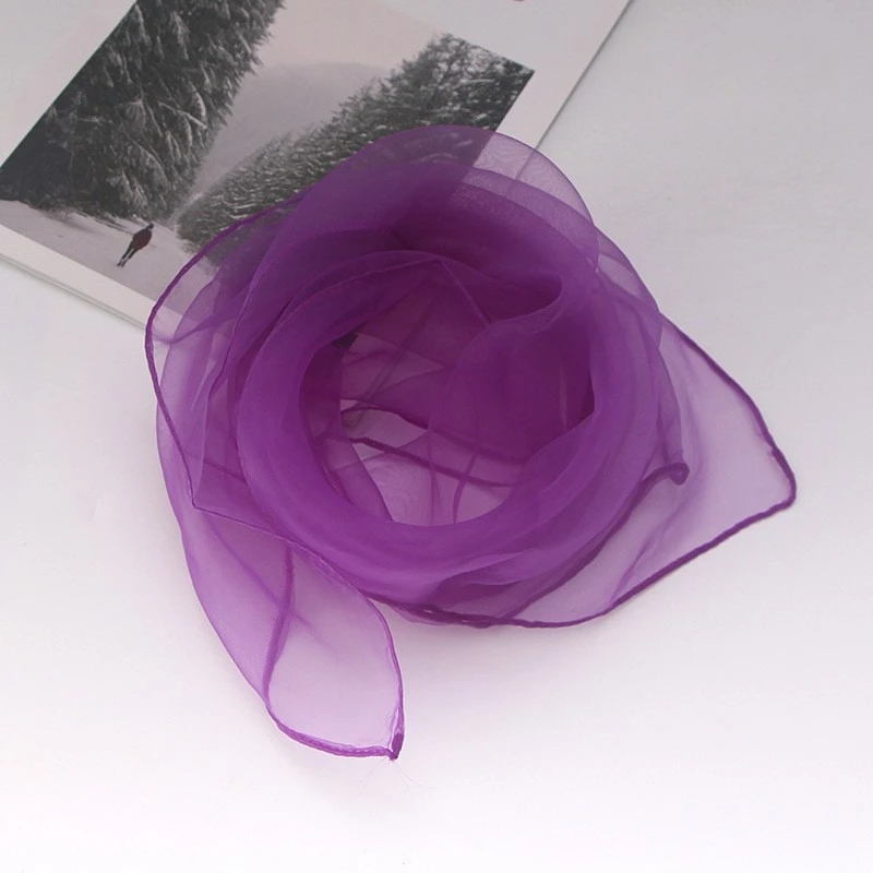 1pc 60x60cm Candy Colors Sheer Transparent Organza Chiffon Scarf Girls Women Dance Performance Square Neck Scarf view 4