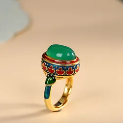 Bague cornaline naturelle colorée en émail exquis pour femme, artisanat en or prairie, matiques vertes, bijoux de fiançailles et de mariage, nouveau