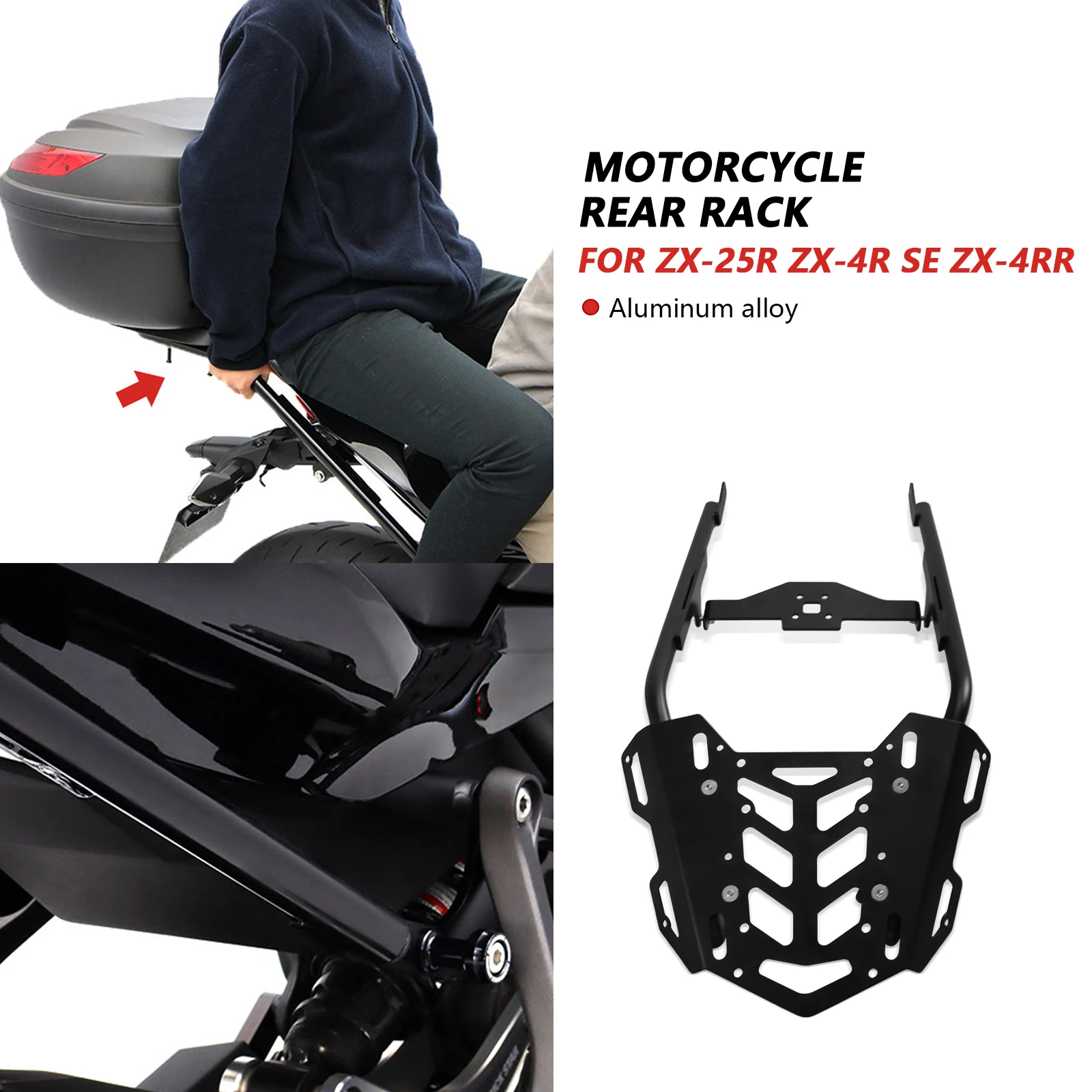 

For Motorcycle Rear Luggage Rack Carrier Case Top Box Support Holder Bracket ZX4RR 2025 ZX-4R SE ZX-25R 2020-2025