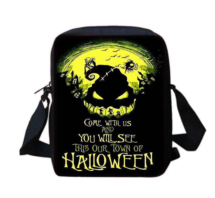 The Nightmare Antes do Natal Impresso Ombro Messenger Bag, Bolsa Casual Infantil, Homens e Mulheres, Bolsa de Telefone, Bolsa de Compras, Meninos e Meninas