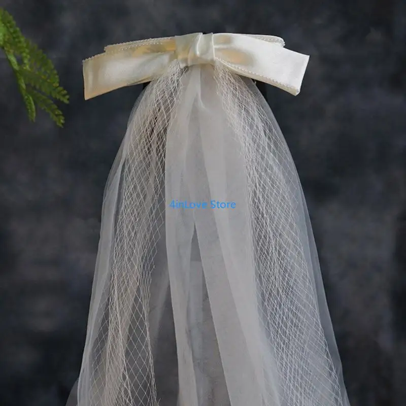 

T4MD невеста -завеса для волос Clip Bowknot жемчуг.