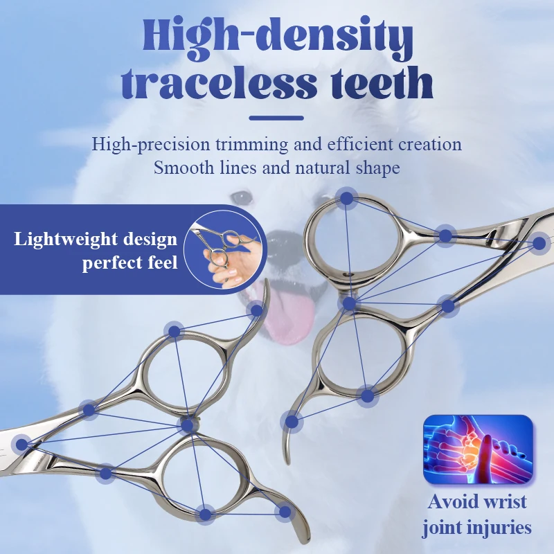 Crane 7 Inch Pet Grooming Magic Scissors Trimming and Hairdressing Dogs Beauty Curved Chunker Shears ATS-314 Steel 50/75% Rate