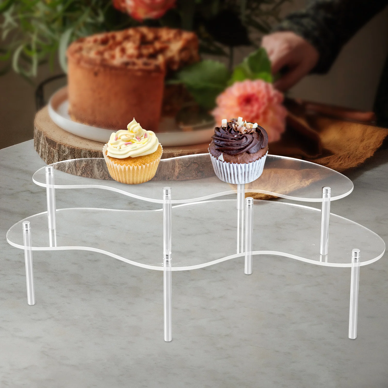 

1 set Clear Acrylic Cake Stand Display Stands for Wedding Dessert Table Cupcakes Treats Modern Strong Decorative Set