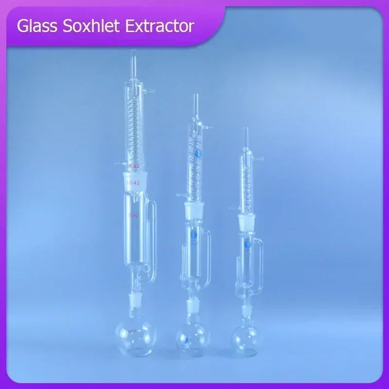 High-quality 150ml 250ml 500ml Lab Glass Soxhlet Extractor with Coiled Bulbed Condenser