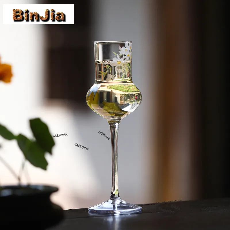 BAEJORIA 100ml Swallow High Footed Glass Teacup Vintage Tea Bowl Cute Tea Cup Tea-tasting Meditation Cup Chazhan Master Cups Cha