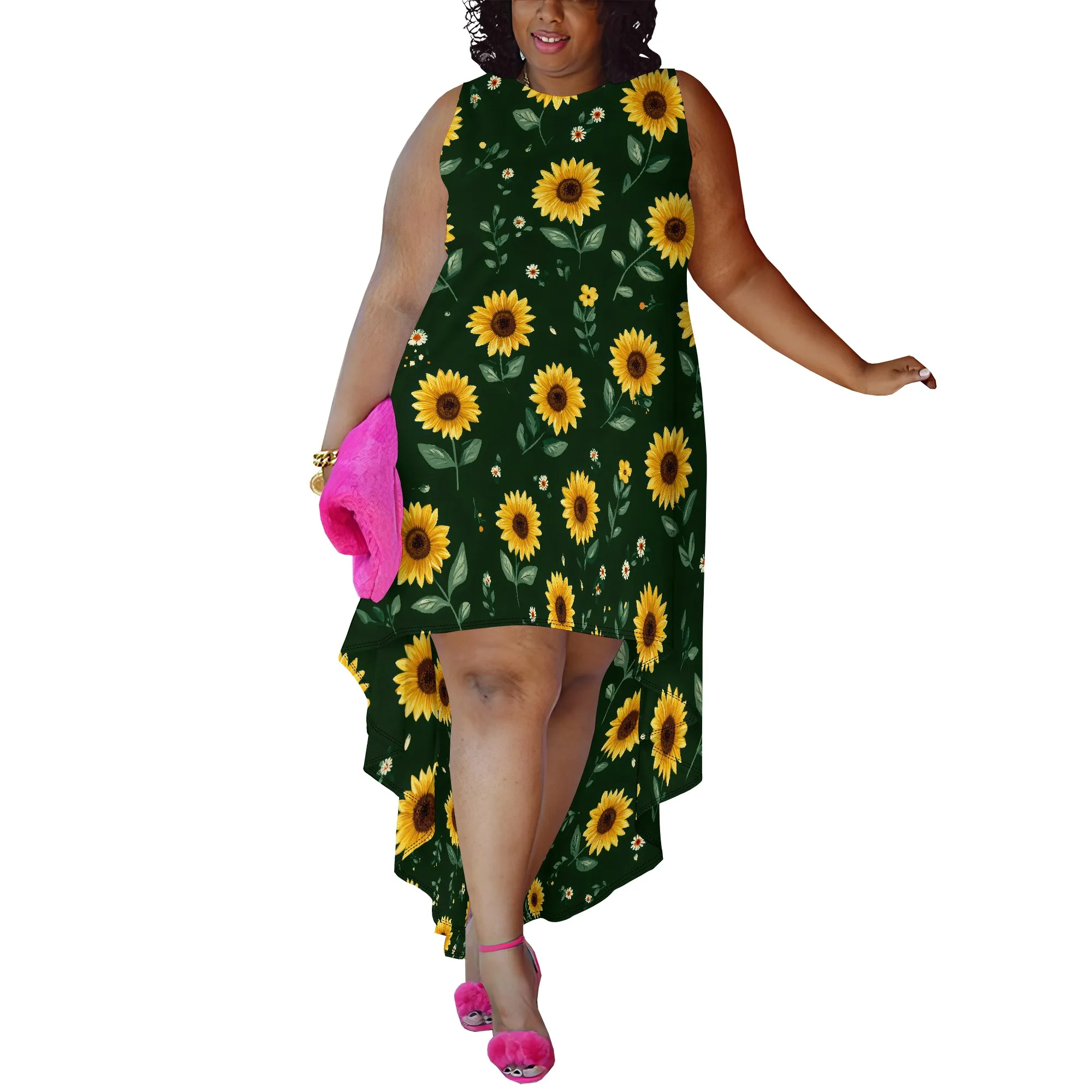 

Women Beach Tshirt Sundress V Neck Casual Swing Tank Dress Swimsuit Cover Ups Pockets