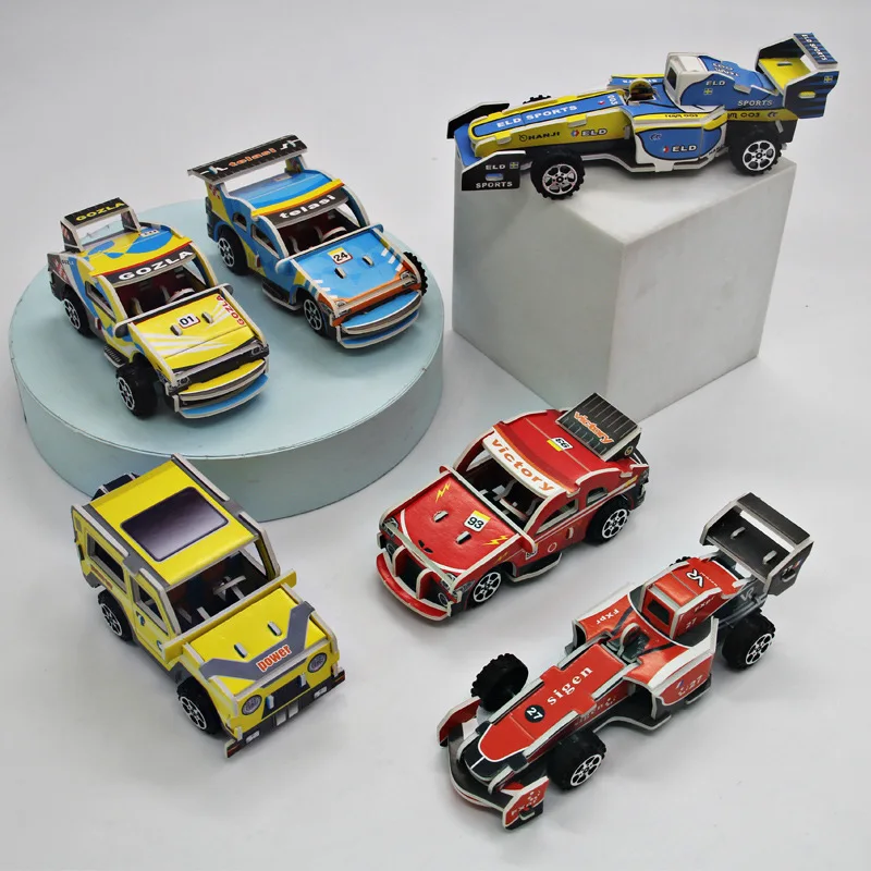 Paper DIY3d three-dimensional puzzle car racing model hand-assembled toys children's gifts miniature ornaments decorative fun