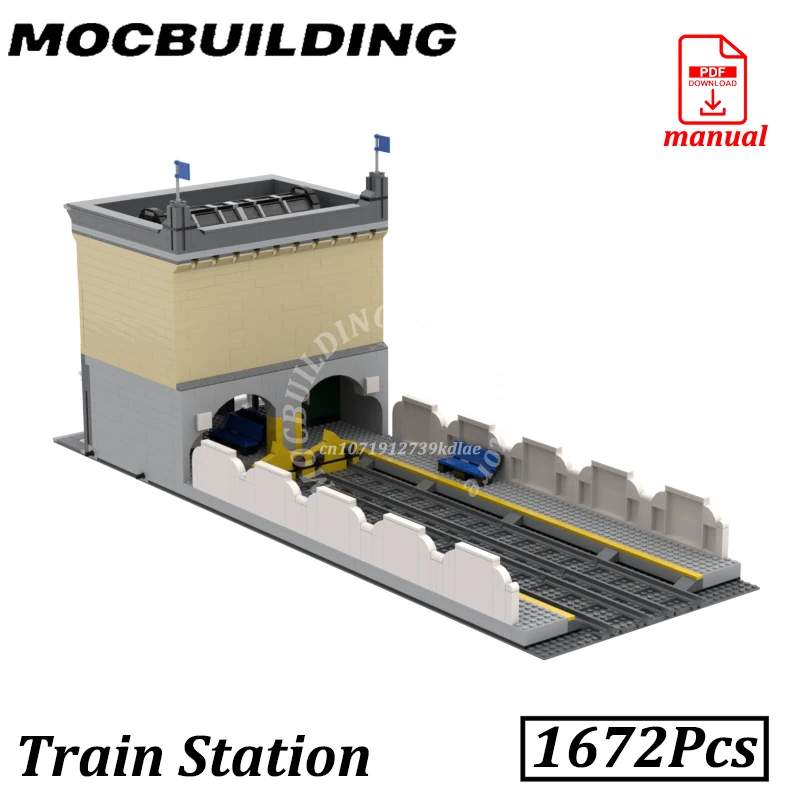 Modular Train Station Display Model MOC Buildings City Railway Street View Construction Bricks DIY Toys Gifts