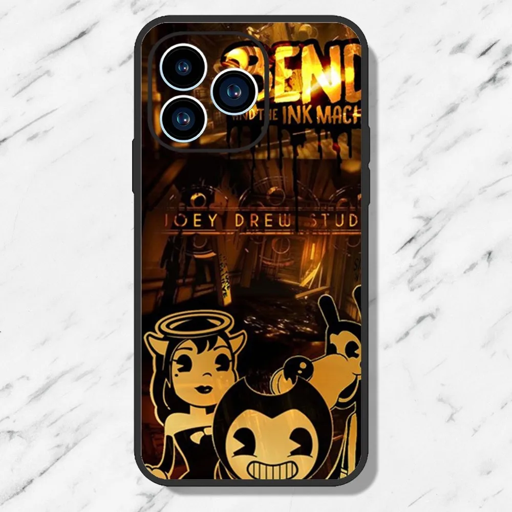 B-Bendy and The Ink M-Machine Game Phone Case For iPhone 11 12 13 14 15 Mini Pro Max Plus 8 xr xs Black Shell