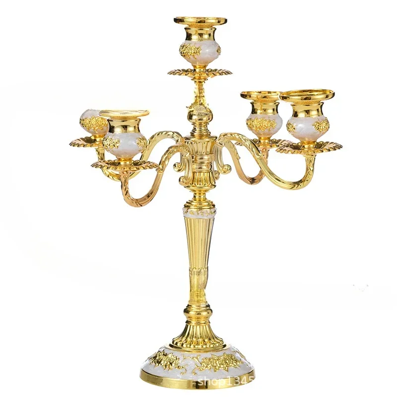 Three-head five-head antique bronze metal high-grade European alloy candlestick