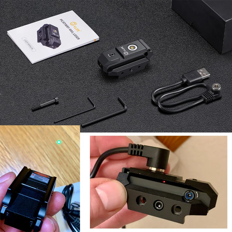 

Rechargeable Green Laser Sight for Pistol Upgraded Low-Profile Gun Laser Sight with Magnetic Charging for 21MM Picatinny Rail