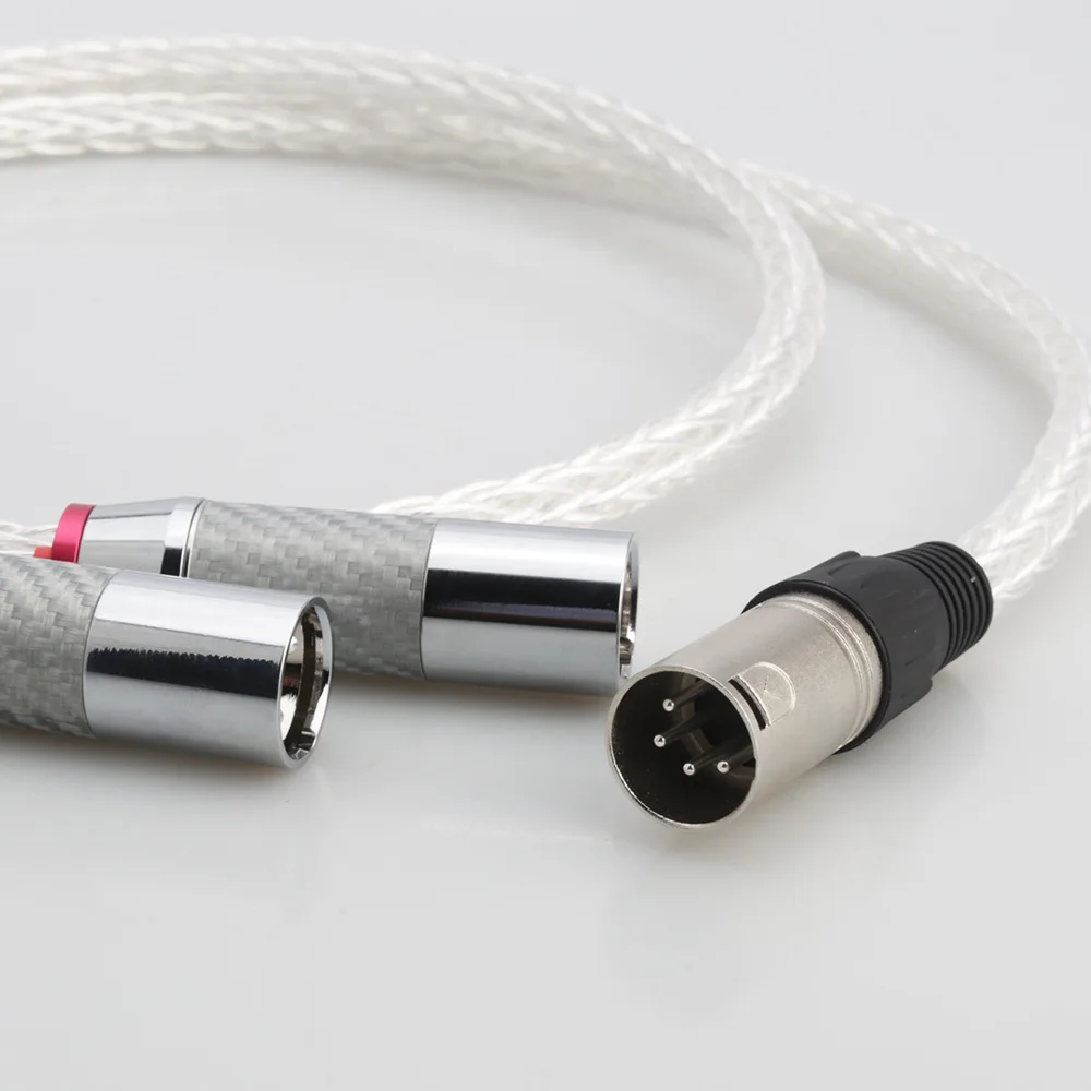 단결정 실버 8AG 와이어 XLR 남성 - 2XLR 남성 연결 와이어, 탄소 섬유 실버 XLR 플러그와 균형 잡힘