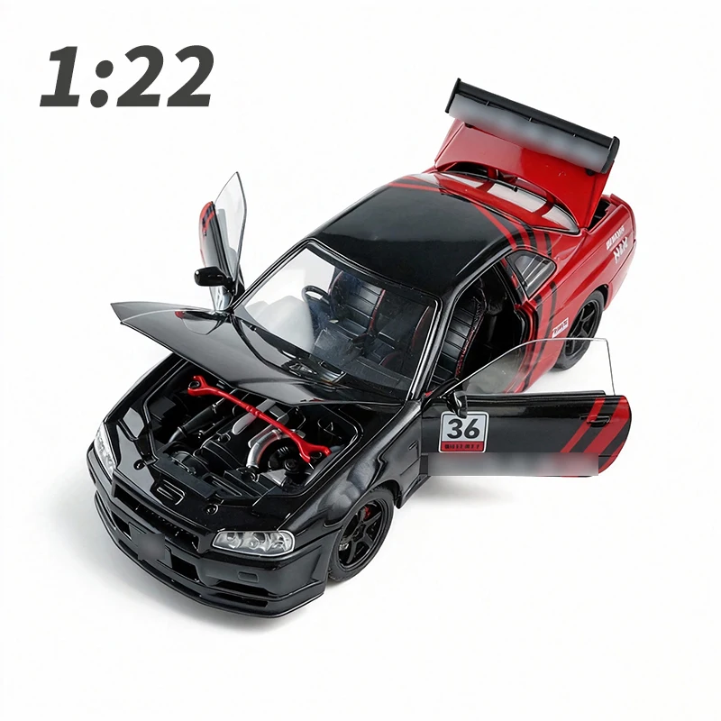 Modello di auto in lega pressofusa Gt-R, il suo regalo di Natale, modello di auto giocattolo, ornamento per auto retrò classico da collezione, auto in lega in scala 1/22