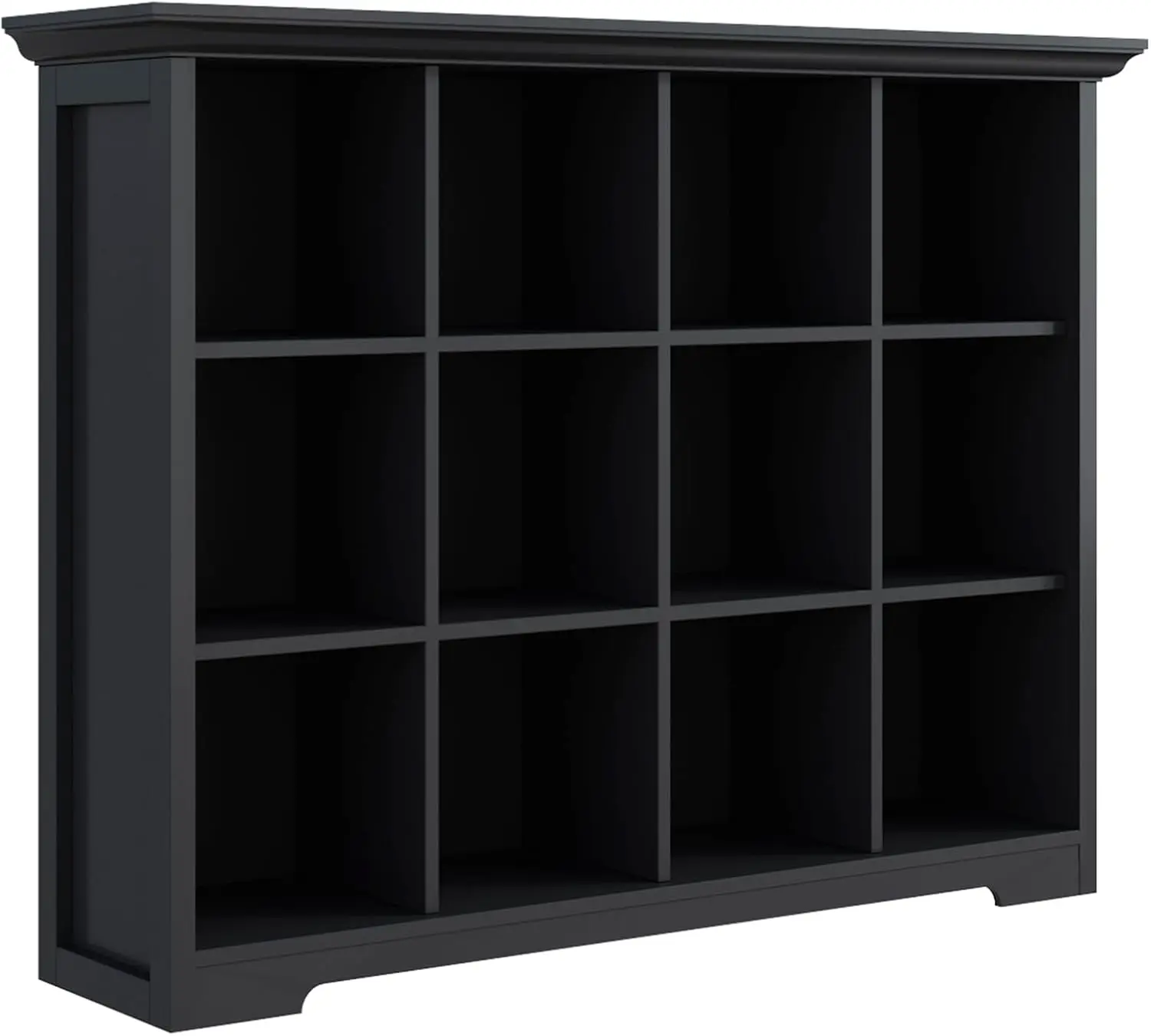 

12-Cube Wooden 3 Tiers Floor Standing Bookcase, Black