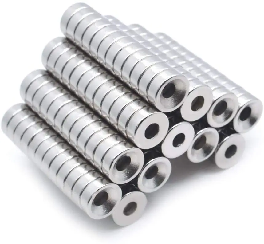 10PCS Strong Neodymium Magnets with Hole Dia 8mm-20mm With M3 M4 M5 Countersunk Ring Hole Rare Earth Round N35 Perforated Magnet