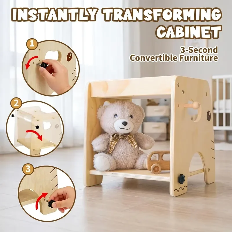 Modern Montessori Wooden Table and Chair Set Adjustable Height Baby Feeding Seat for Toddlers 1-3 Years Old Milk Stopper view 4