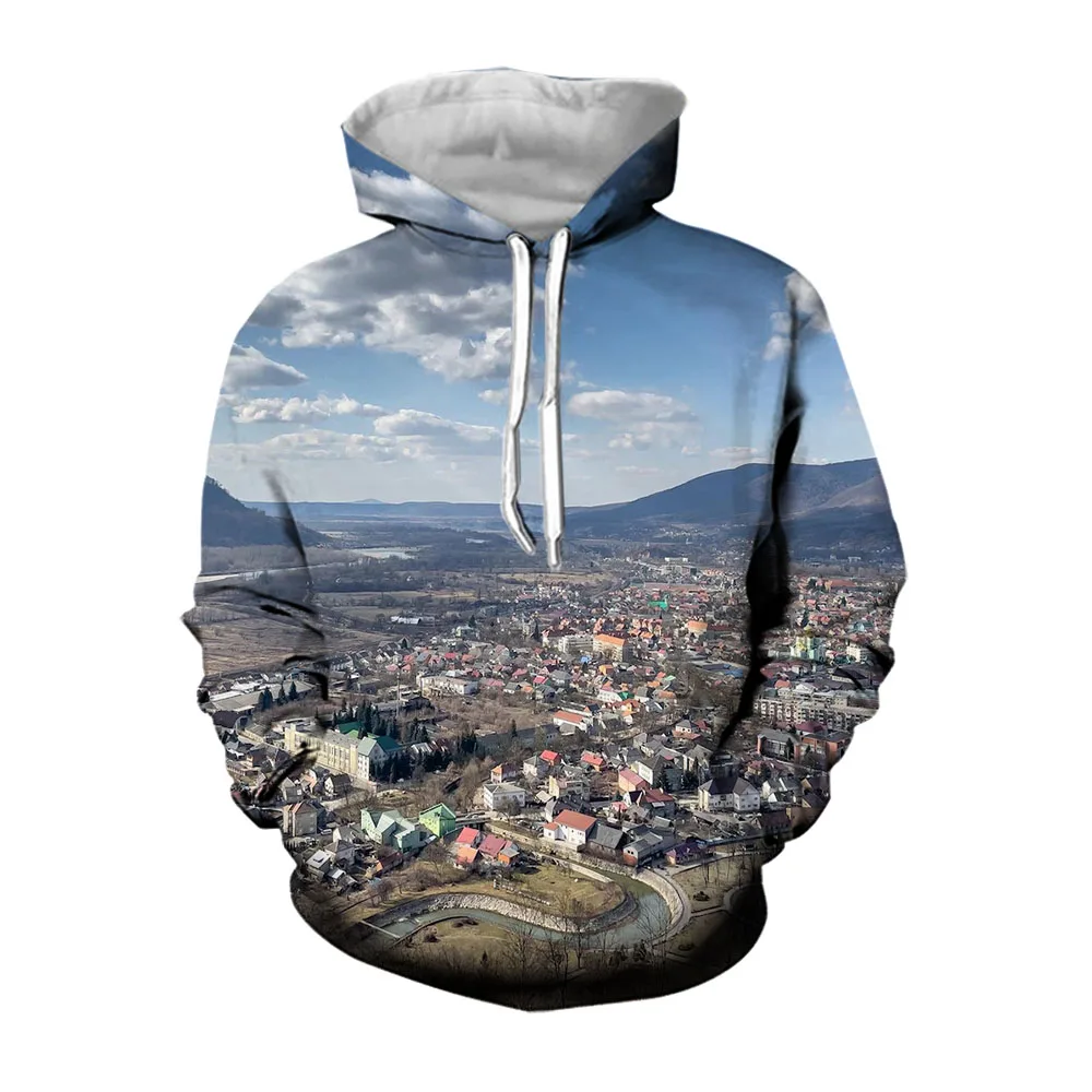 Jumeast 3D Mountain Landscape Hoodies For Men  Natural Scenery Pattern Spring And Autumn Streetwear Hoodie Comfortable Coats