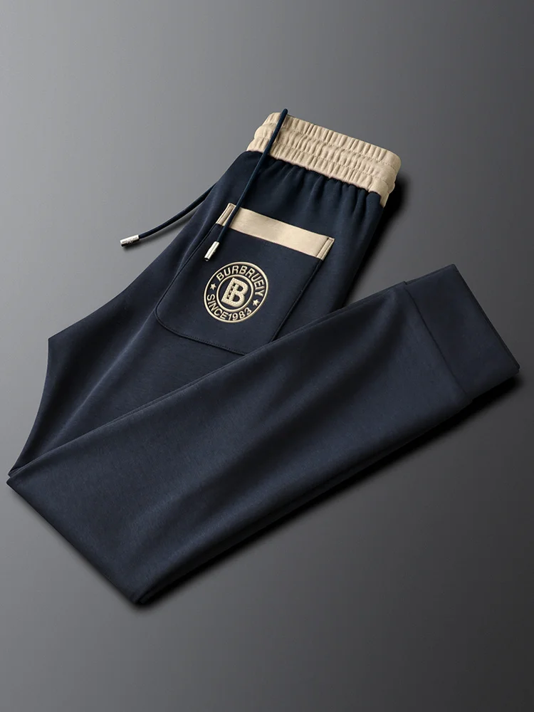 

Autumn Winter Men's Casual Sports Pants Color Blo Contrast Zipper ket Slim Fit Faionable Trousers for Men