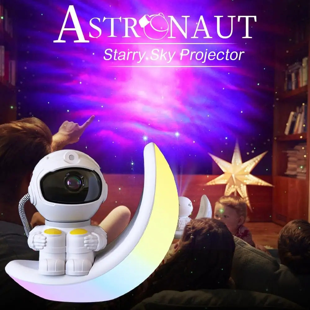 رائد الفضاء غالاكسي العارض القمر ضوء الليل، نجمة السقف العارض غالاكسي الخفيفة، مصباح طاولة سديم النجوم، أضواء النجوم للأطفال #1