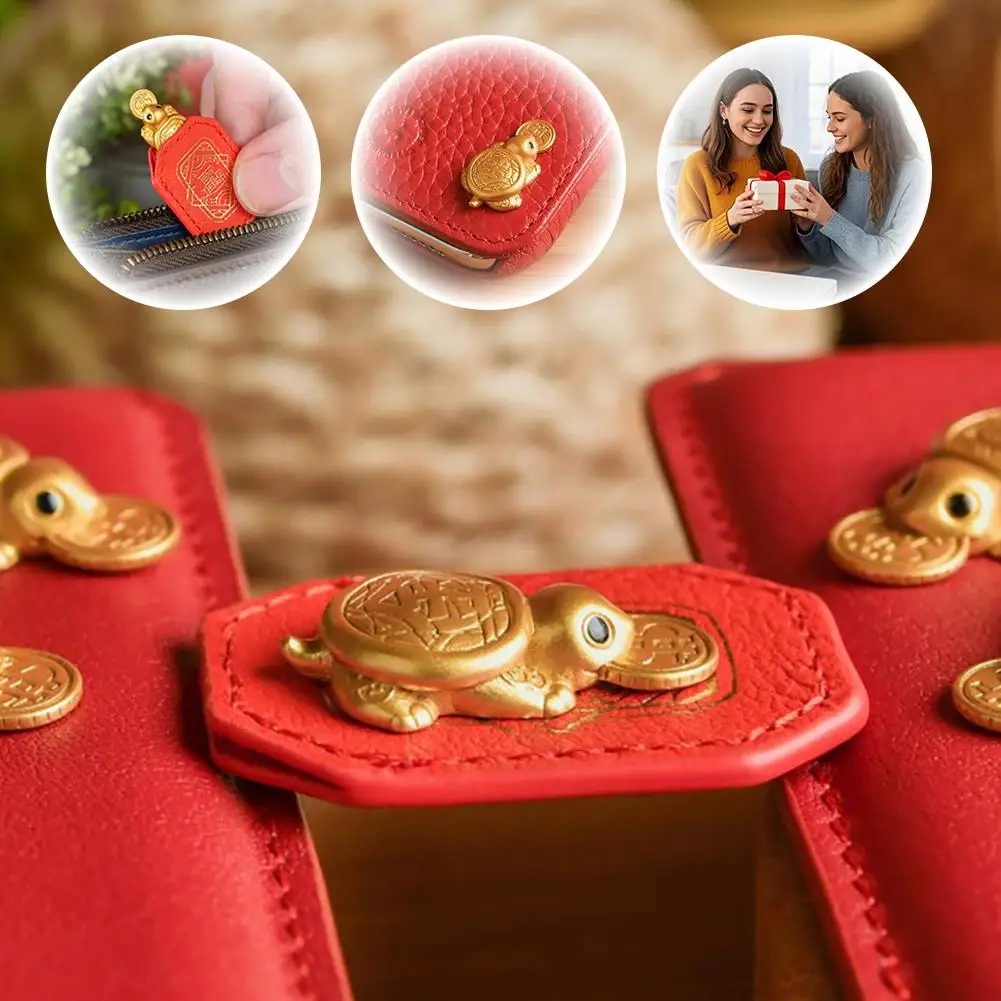 Mini Golden Turtle Statue Fengshui Lucky Turtle Wallet Praying Wealth Statue Decorations Charm Money-biting Turtle Ornaments