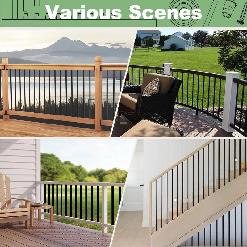 Outdoor Stair Railing Renovation Ramp Balustrades Metal External Corridor Handrails Side Mounting Ramp Tube Stairs Accessories