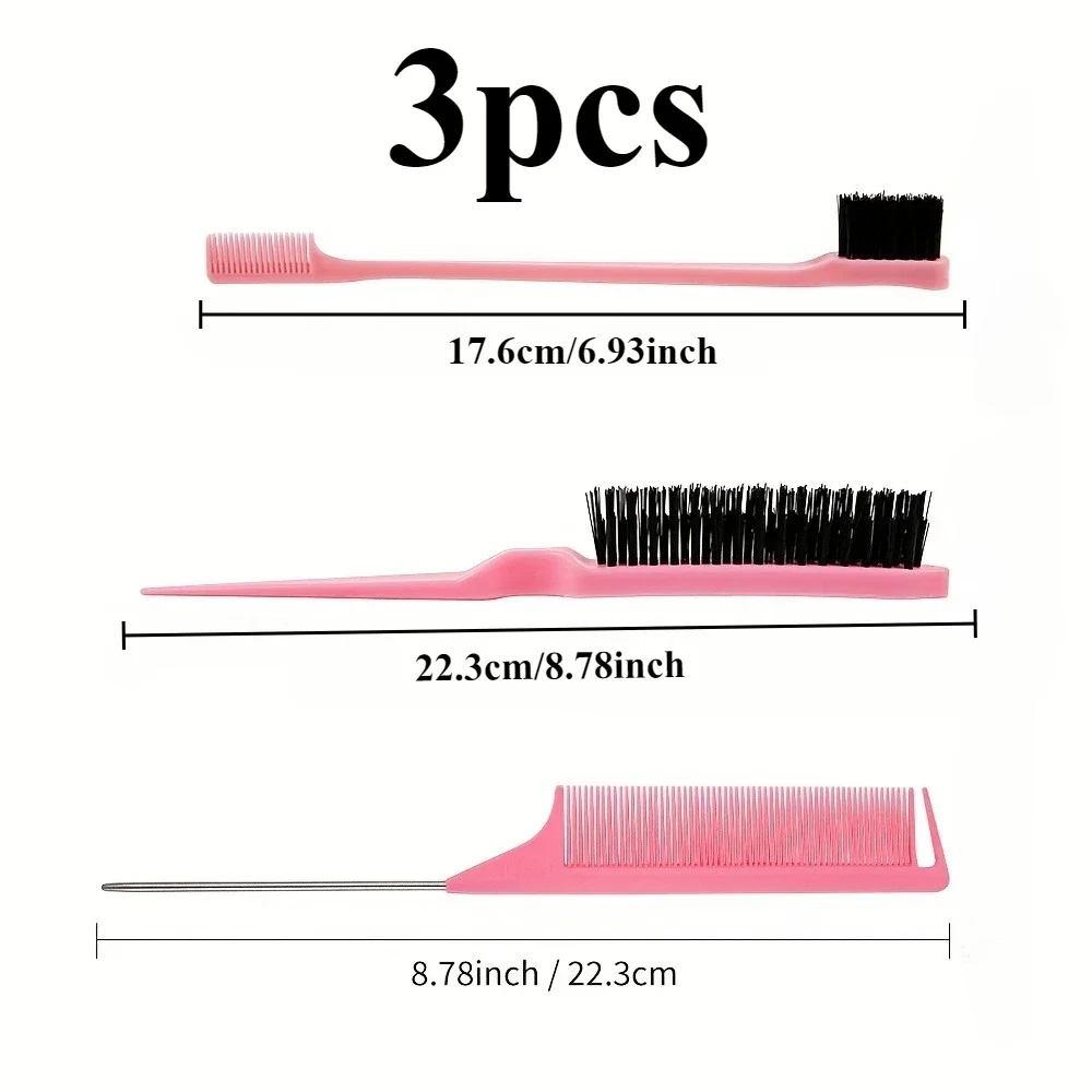 Styling Comb Set with Pointed Tail Comb, Double-Headed Fluffy Bristle Brush for Volumizing and Waving Hair, Beauty Tools