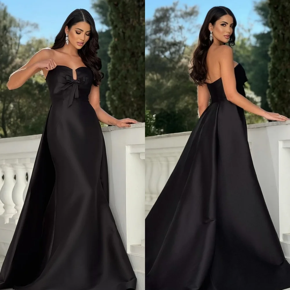 

Customized Sexy Matching Bow Pleat Mermaid Strapless Long Dresses Bespoke Occasion Dresses Sizes Available High Quality Fashion