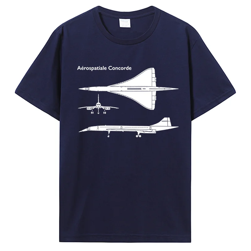 Men Fashion Cotton T Shirts Aerospatiale Concorde Supersonic Passenger Jet Summer Casual Short Sleeve Tops Black  tees