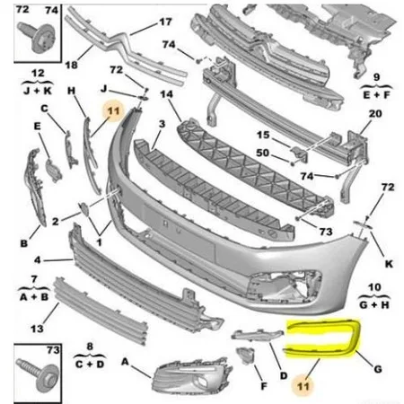 SİS HEADLIGHT BEZEL CHROME HİLAL RIGHT C ELYSEE 2017- 1622709380-9816054 476161220