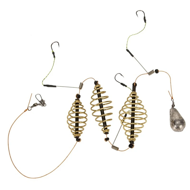 قفص طعوم صيد سمك شبوط الزيتون ، جهاز تغذية مربع متداخل ، قفص زنبرك مضاد للتعليق ، قفص إغراء الصيد ، 1 2