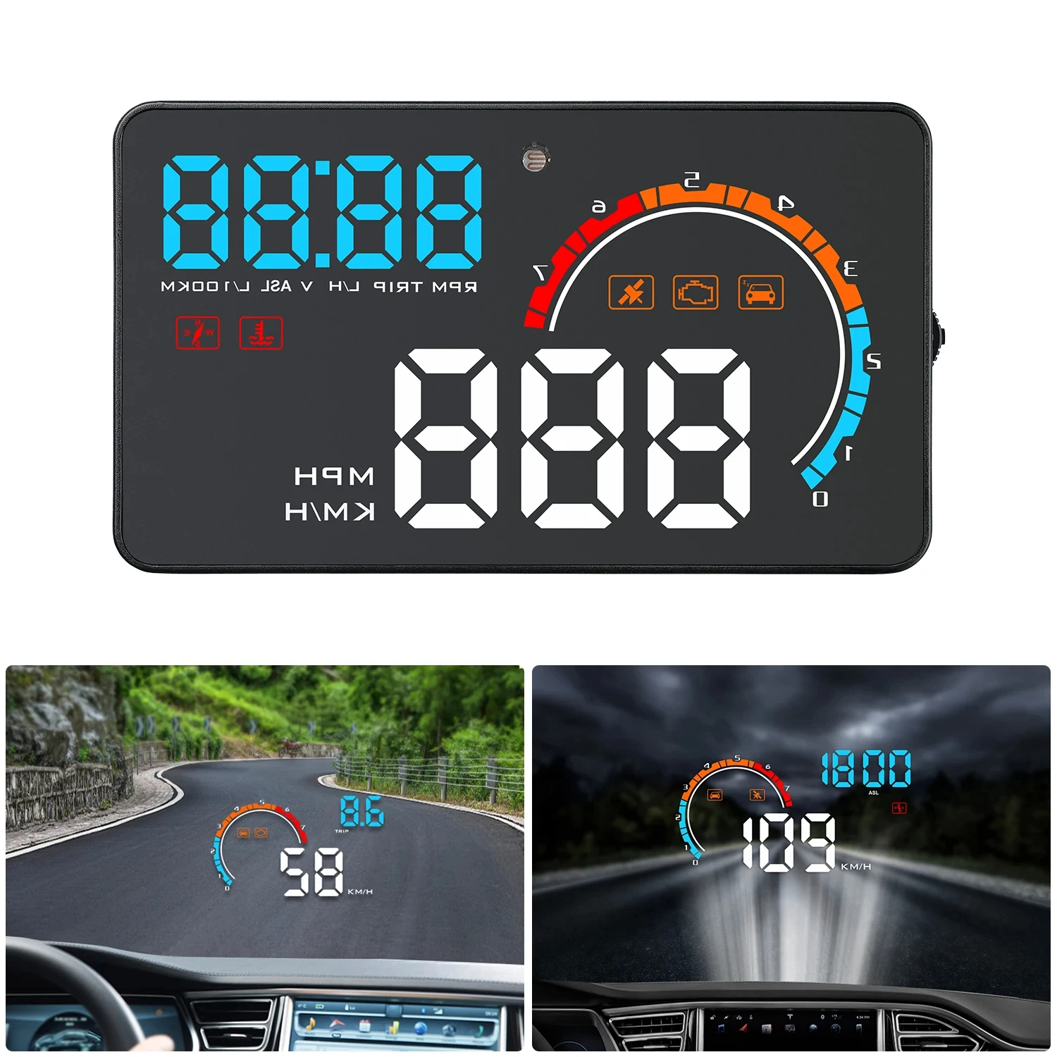 شاشة عرض رأس D2500 هود ، OBD2 ، جهاز عرض بنظام تحديد المواقع ، عداد السرعة ، قراءة درجة حرارة المحرك ، جهد استهلاك الوقود ، مسافة القيادة ، دورة في الدقيقة