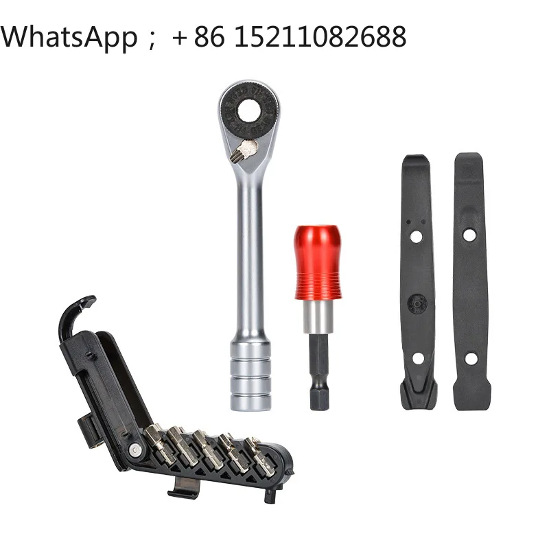 QJ is suitable for multi-function bicycle maintenance combination tool pry tire file tire outer hexagon wrench