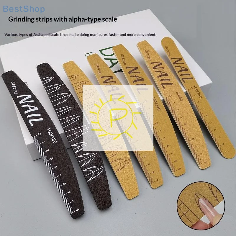 5 Pcs Nail File Set With Scale Nail Art Double-sided 80-240 Grit Nail File Grinding Sanding Buffer Buffing Manicure Tool